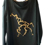 NWT Jane and Delancey Sweatshirt MEDIUM Crewneck Giraffe Drop Shoulder Pullover