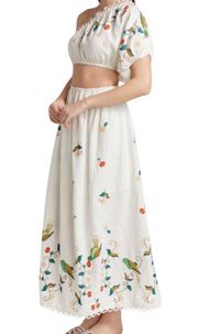 NWT FARM RIO Pitanga One-Shoulder Cut-Out White Maxi Dress Sz M