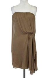 Alice + Olivia tan gathered strapless dress