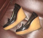 💙 black patent loafer wedges
