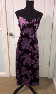 Purple Velvet Floral Dress