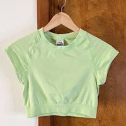 GYMSHARK | Apex Seamless Short Sleeve Crop Top Cutout Back Apple Green Sz L