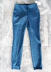 Theory Pull-On Pants Grid Scuba Leggings, Blue Multi Size P, New w/Tag $295