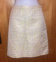 Light Yellow, White & Silver Etcetera Pencil Skirt Size 2