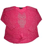 Marled Knit Owl Sweater (2X)