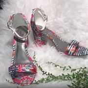 NWT  Floral Strappy Wedge Sandals