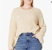 The Drop Women's Alice Crewneck Back Slit Ribbed Pullover Sweater