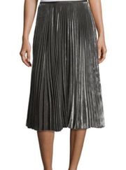 Lafayette 148 NY Ranella Black pleated velvet A Line midi skirt size 12