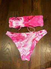 SheIn Pink Marble Bandeau Bikini