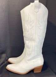 Athlefit knee-high Cowboy Boots pointed toe western heel women sz 8