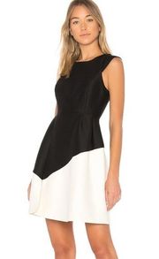 Halston Heritage Color Block Black & White Fit and Flare Dress | 2