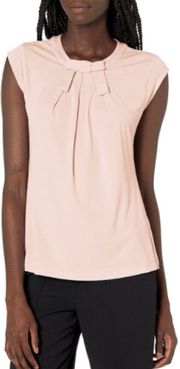 PARIS Nayli Blush Pink Front Pleat Sleeveless Top NWT L