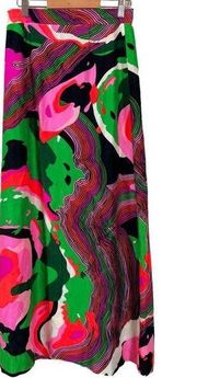 Vintage 1960s Psychedelic Multi Colored Vibrant Pattern Maxi Skirt