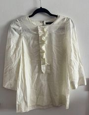 Women's Pale Yellow Ruffle Long Sleeve Blouse Size M