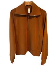 SPANX Air Essentials Half Zip Sweatshirt Large Butterscotch Color Long Sleeve