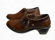 Comfort Wave Brown Side Zip Clog Shoes Wm 8.5”