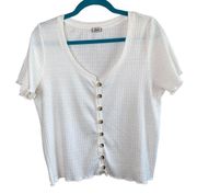 Collection Pimkie White Button Down V Neck Blouse