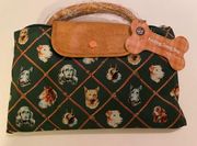 Two’s Company Green w Dogs Folding “Kennel Club” Travel Bag NWT