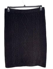 Charter Club X-Large Sweater Midi Skirt Cable Knit Stretch Elastic Waist Black