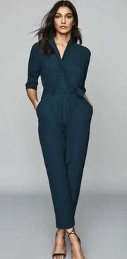 Reiss Teal Blue Freya Utility Jumpsuit Size 4 US $425