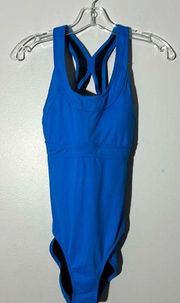 Athleta Maldives One Piece Racerback Blue Swimsuit Women's S