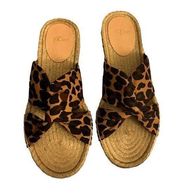 NWOB J. Crew Leopard Print Twisted Knot Espadrille Flat Slide Sandal Size 8