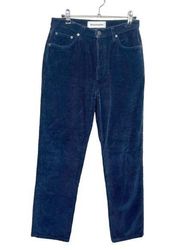 Reformation Lane High Rise Corduroy Pants Indigo Blue Cropped Womens Size 26