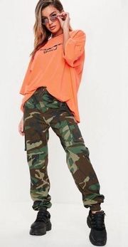 Misguided Camouflage Ripstop High Waisted Cargo Joggers Size 0