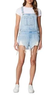 Blanknyc Overall Jeans Shorts Womens Size 28 Blue Distressed Cut Off Denim