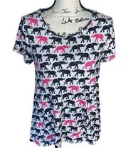 CROWN & IVY pink & navy elephant t-shirt XS