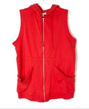 Woman Within | Red Full Zip Casual Sweatshirt Vest