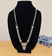 Vintage  silver tone with rhinestone Necklace two way use