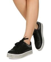 Pazzle Black Snake Print Studded Rhinestone Bling Sneakers Size 6​​​