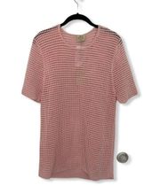 Torn By Ronny Kobo Pink Open Knit Short Sleeve top