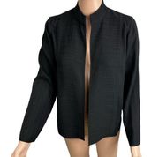 Size XS Black Silk Textured Open Front Jacket Blazer Lightweight