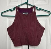 Beach Riot Womens Sports Bra High Neck Maroon Metallic Size Small