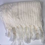 NWT Treasure & Bond Large Cream Knit Scarf With Fringe ~