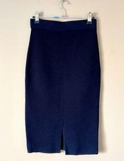 UNIQLO | Navy Blue Ribbed Pull-on Stretch Pencil Skirt Sz XS