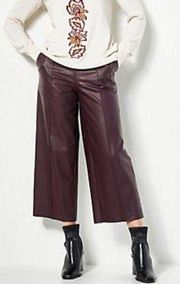 JASON WU Women's Faux Leather Croc Culotte Cropped Wide Leg Pants