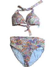 LAUREN RALPH LAUREN Majestic Paisley Halter Bikini size 3xl