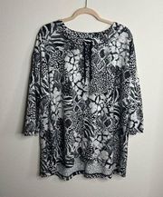 Women's Ruby Rd. Black and White Blouse- Xlarge