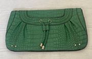 Nine West Kelly green crocodile pattern large clutch.