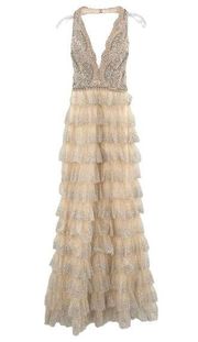 Colette Mon Cheri Beaded Embroidered Gown Tulle Maxi Prom Dress