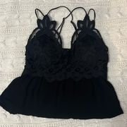 Rue21 Black Lacy Cropped Tank Top