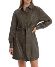 NWT Avec Les Filles Belted Faux Leather Dress Shirt