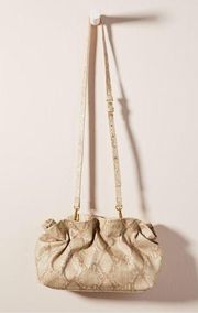Anthropologie • Jory Clutch purse crossbody bag ruffle python snakeskin beige