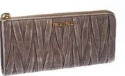 COPY - Miu Miu Dark Beige Matelassé Leather Continental Zip Wallet EUC VINTAGE!