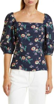 Polo Ralph Lauren Floral Puff Sleeve Blouse Linen Cottagecore Size 14 NWOT