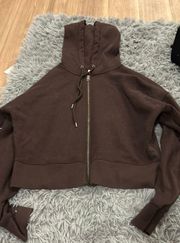 brown cropped zip up 