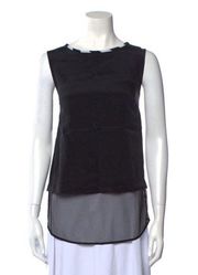 St. John Chiffon and Mesh Sleeveless Bateau Neck Top